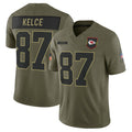 KC.Chiefs #87 Travis Kelce Player Olive Salute to Service Limited Football Jerseys