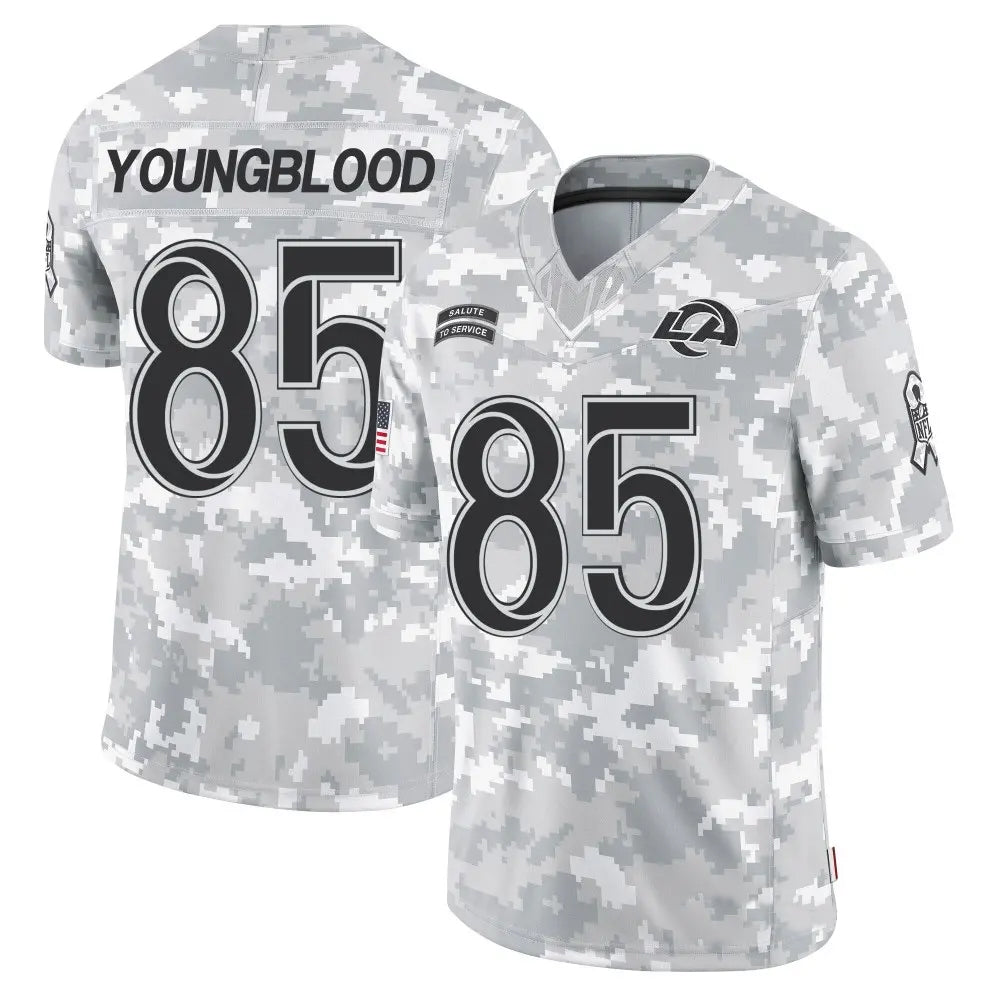 LA.Rams #85 Jack Youngblood Player Arctic Camo Salute to Service Limited Football Jerseys