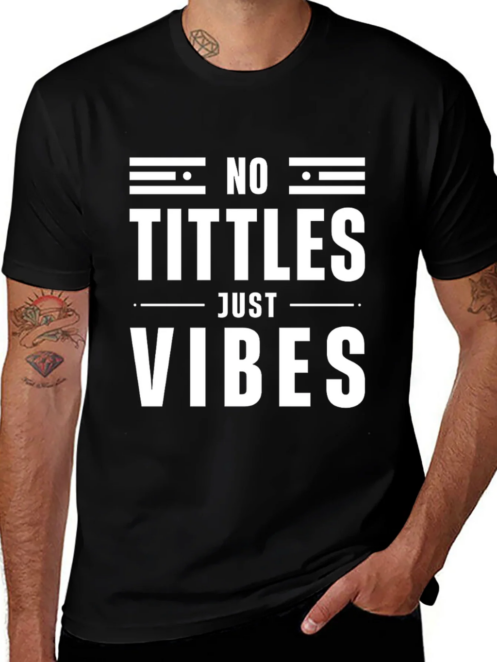 No Tittles Just Vibes Graphic Tee - Black