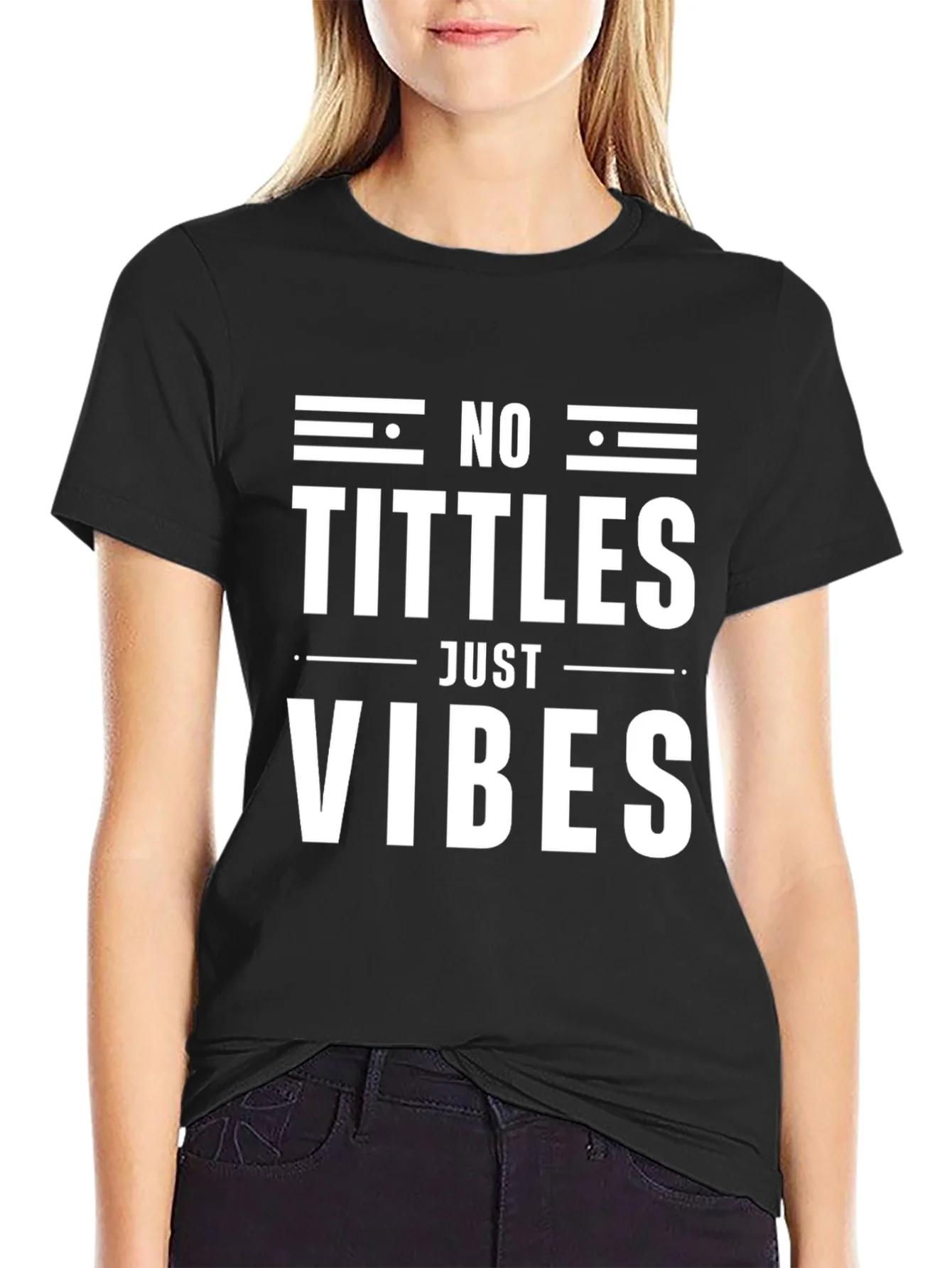 No Tittles Just Vibes Graphic Tee - Black
