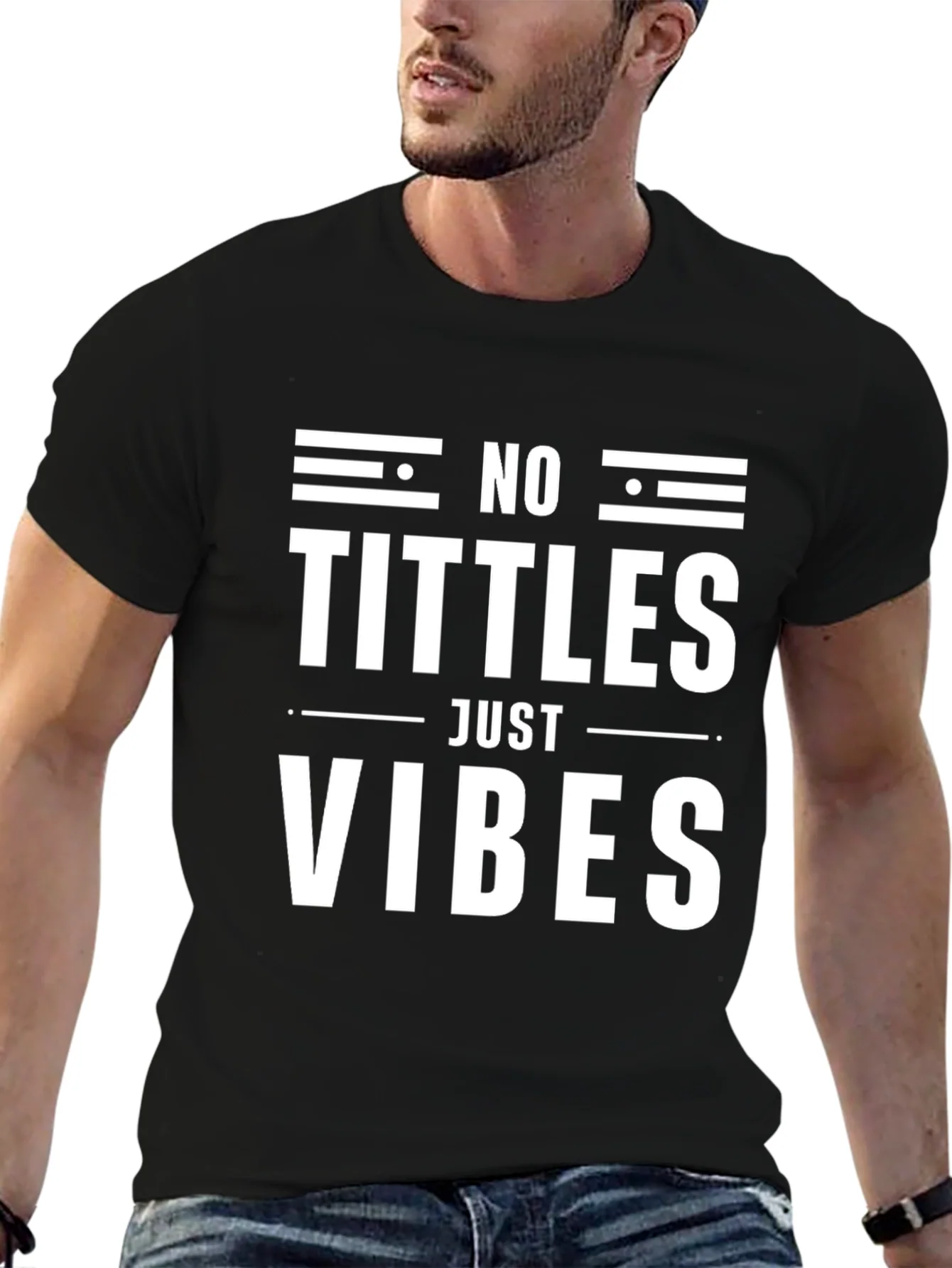 No Tittles Just Vibes Graphic Tee - Black