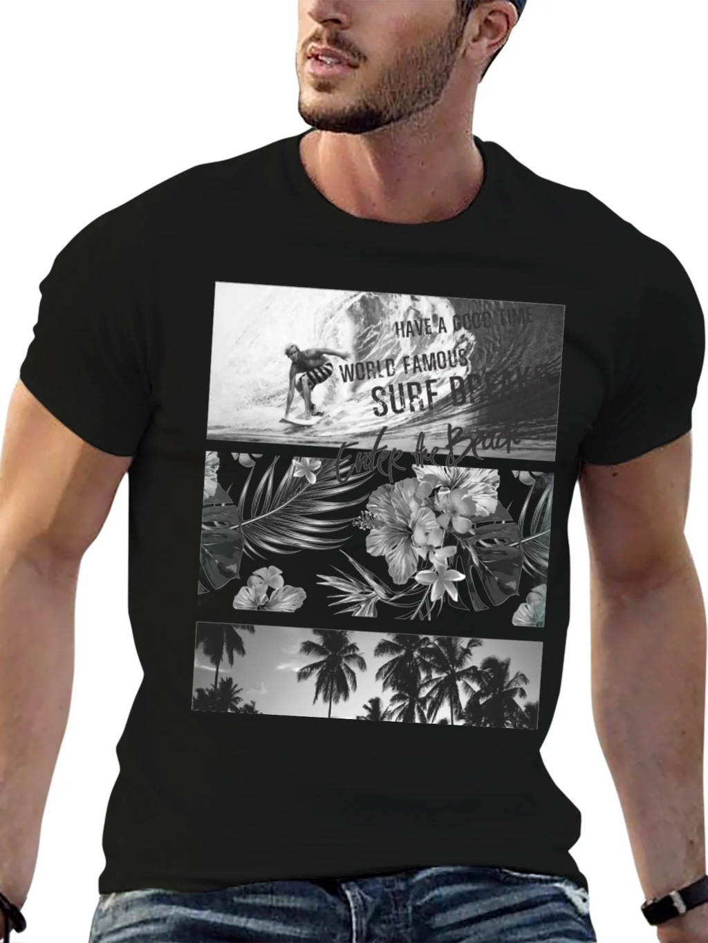 Black Surf Scene Graphic Tee