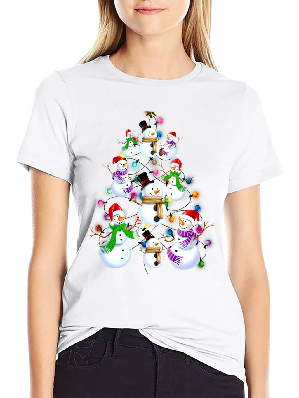 Festive Snowman Christmas Tree T-Shirt