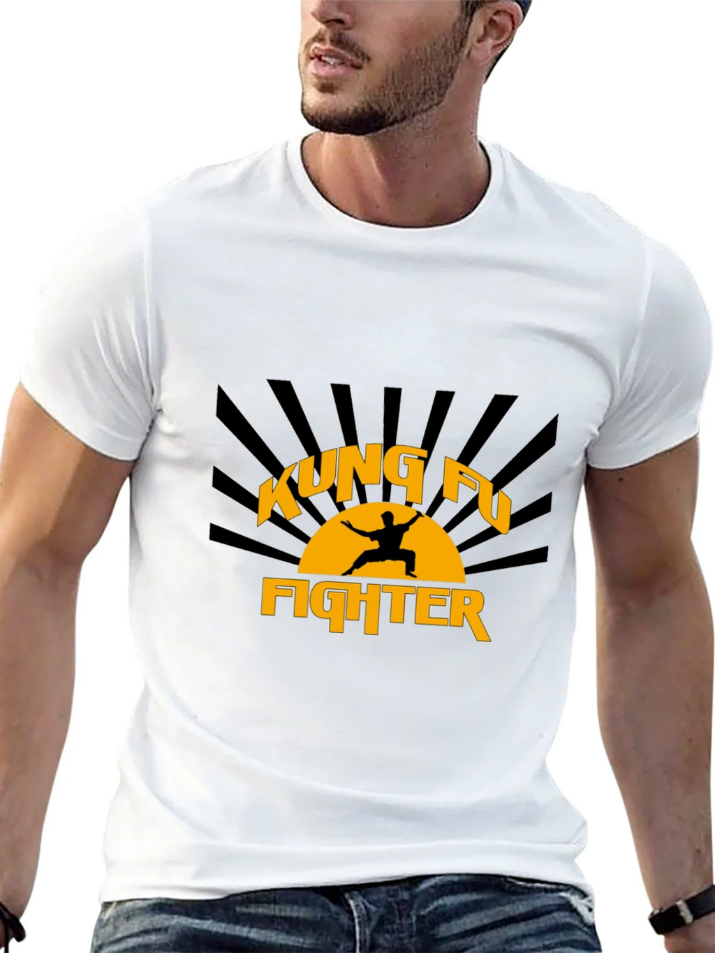 Kung Fu Fighter Graphic Black T-Shirt