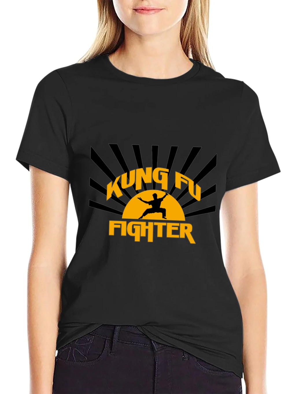 Kung Fu Fighter Graphic Black T-Shirt