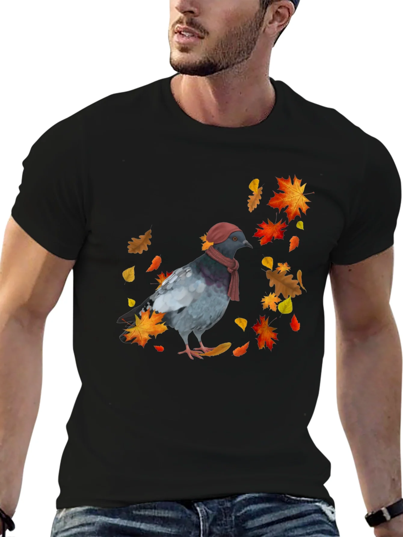 Pigeon Fall T-Shirt - Autumn Bird Tee