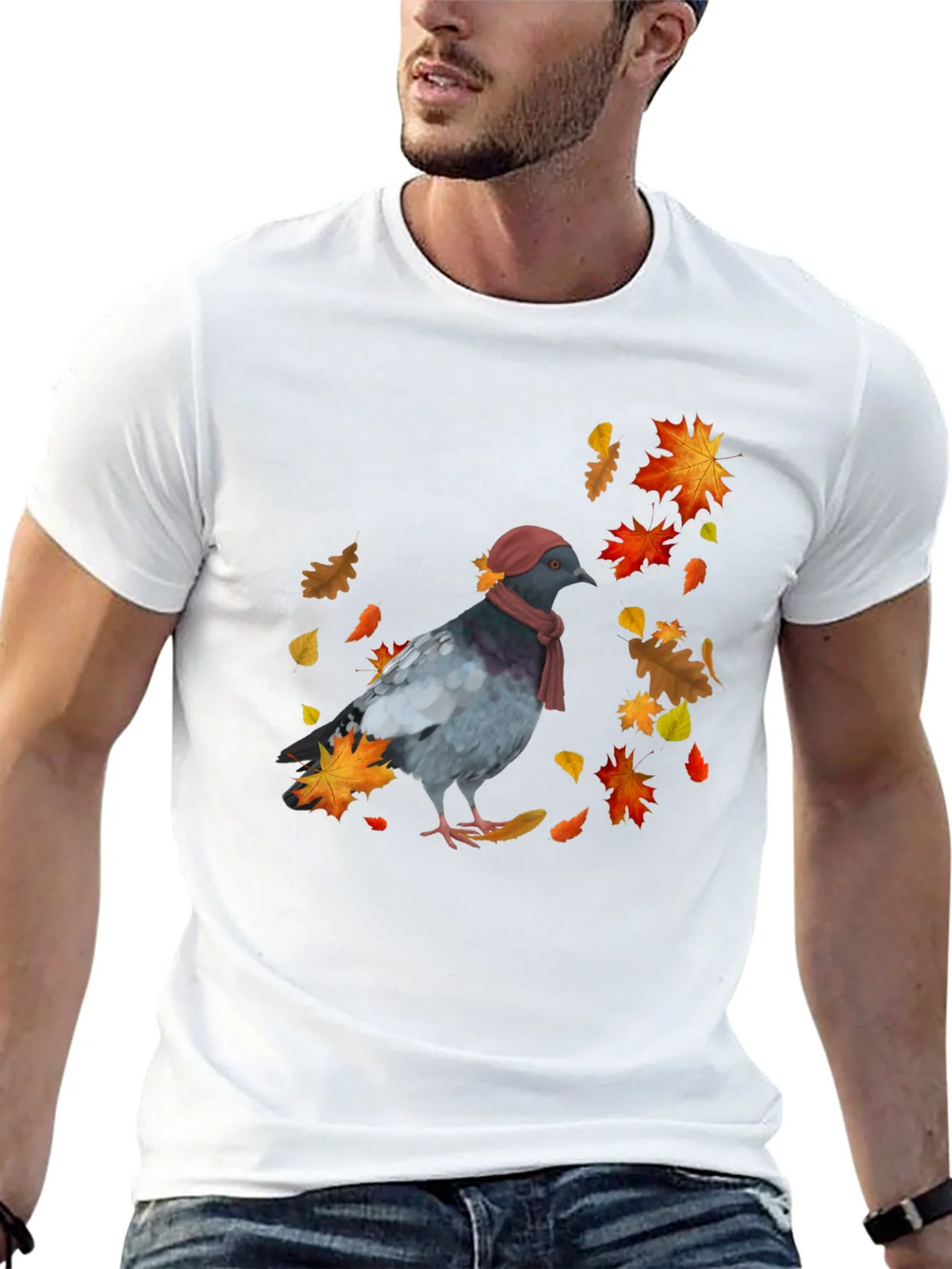 Pigeon Fall T-Shirt - Autumn Bird Tee