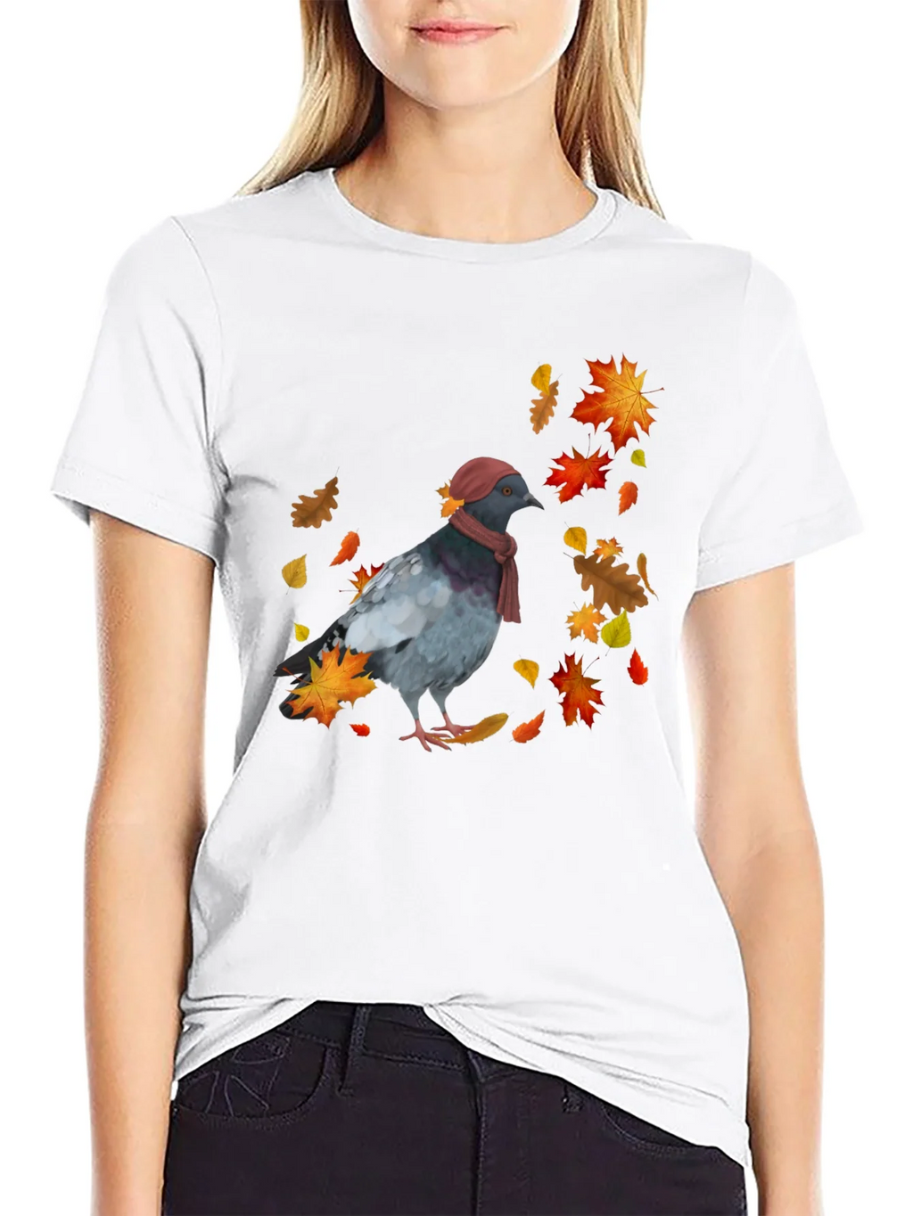 Pigeon Fall T-Shirt - Autumn Bird Tee