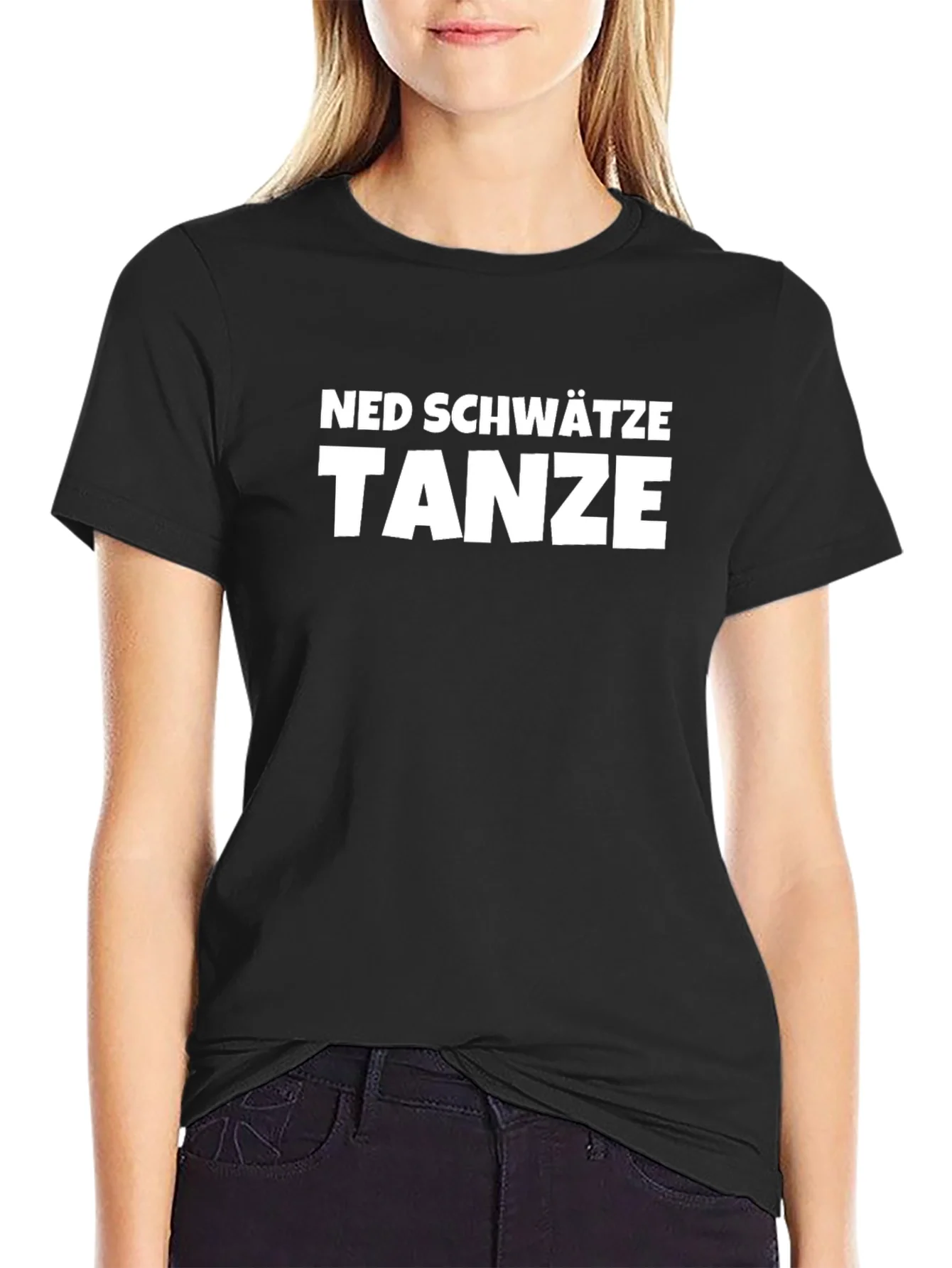 Ned Schwätze Tanze T-Shirt - Black Cotton Blend Tee