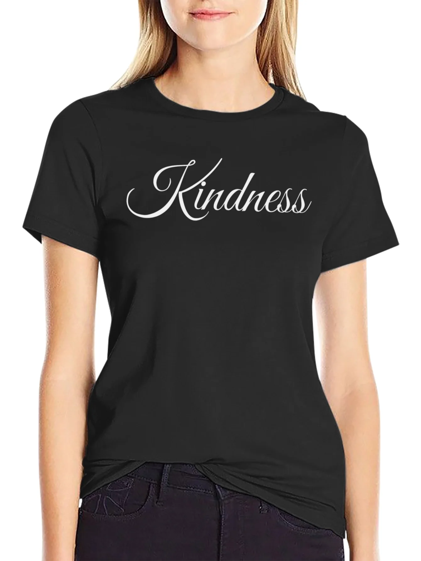 Kindness Graphic Tee - Classic Black Crew Neck T-Shirt