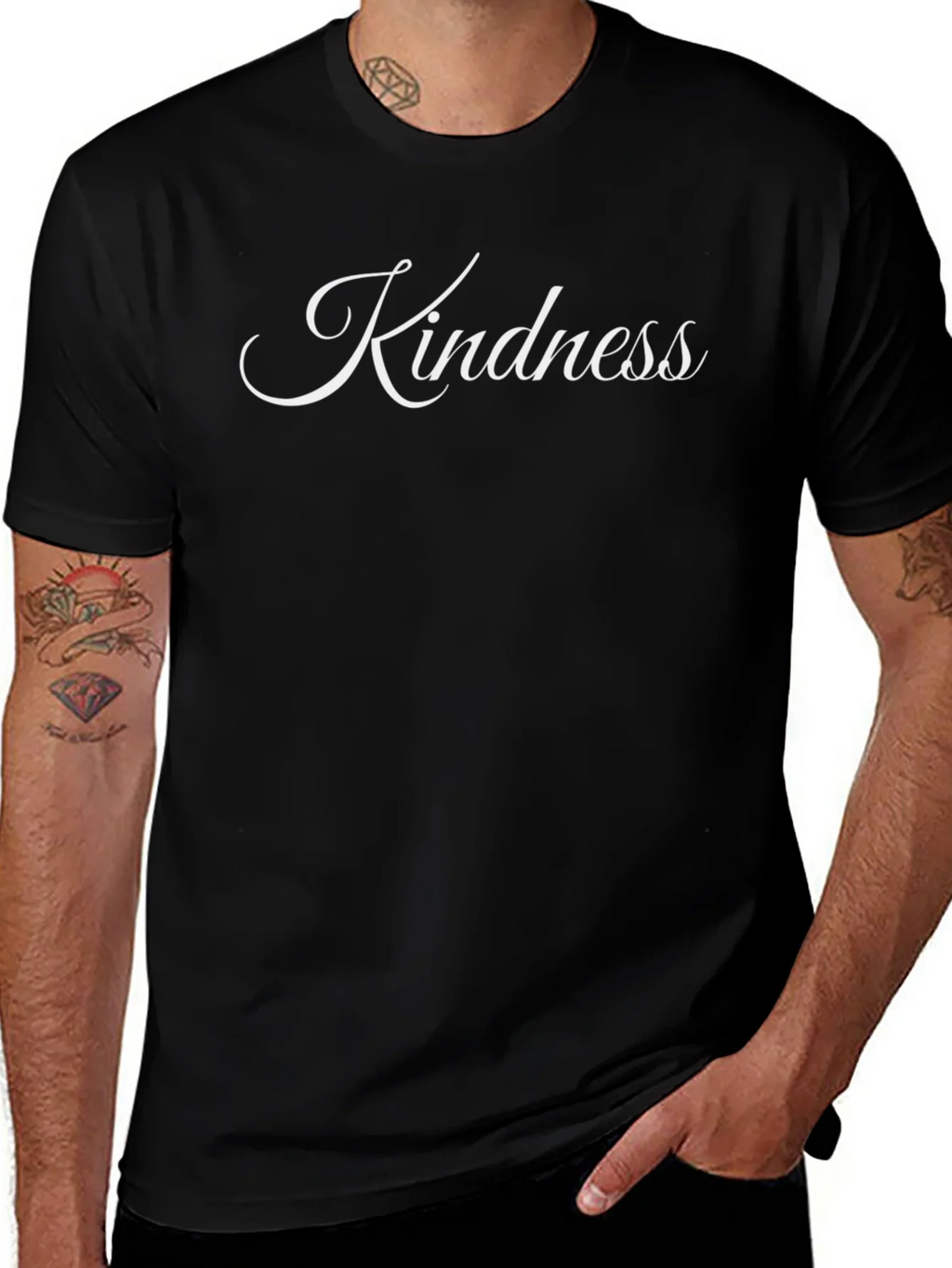 Kindness Graphic Tee - Classic Black Crew Neck T-Shirt
