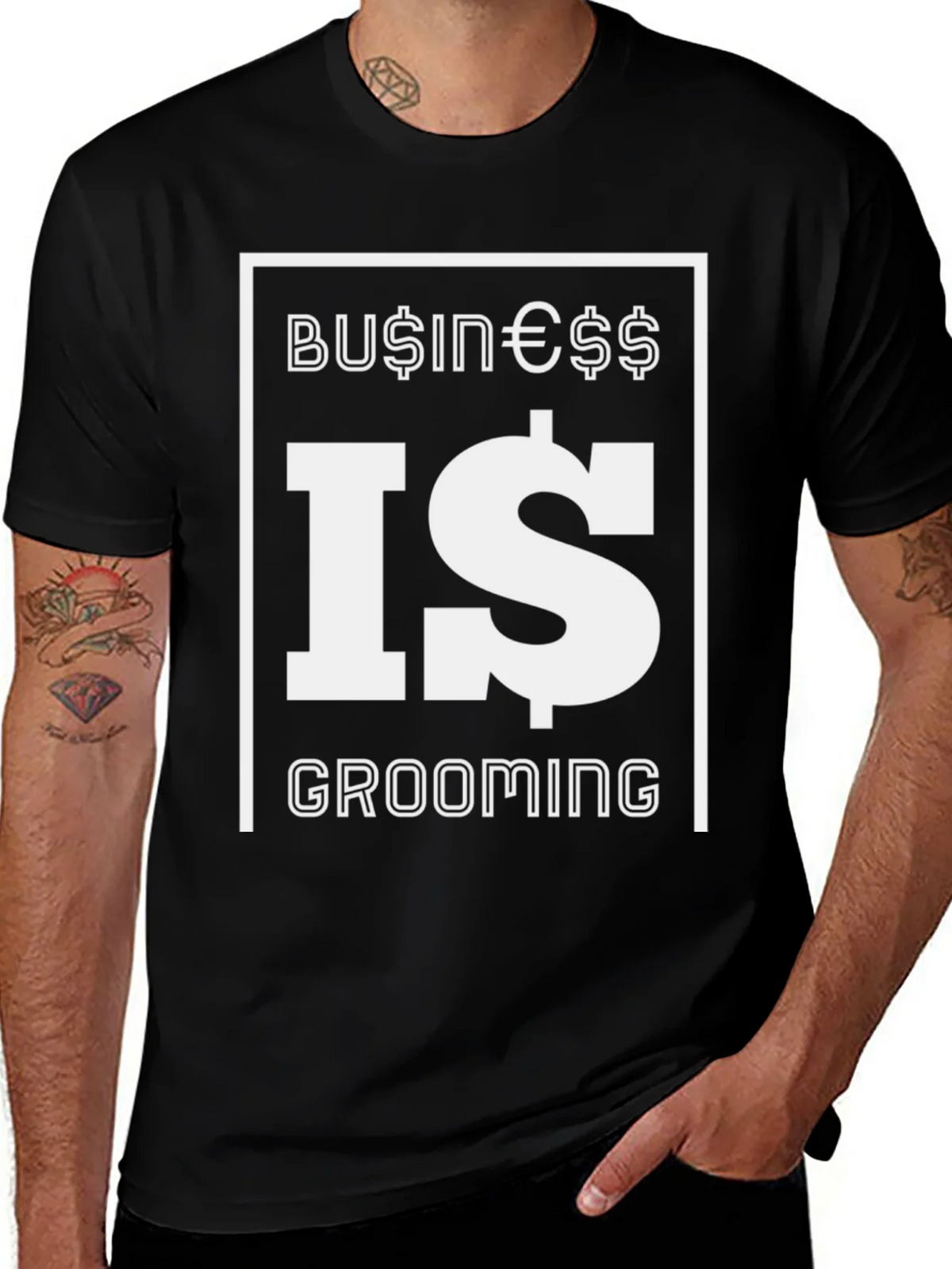 Business Is Grooming Graphic Tee - Stylish Black T-Shirt