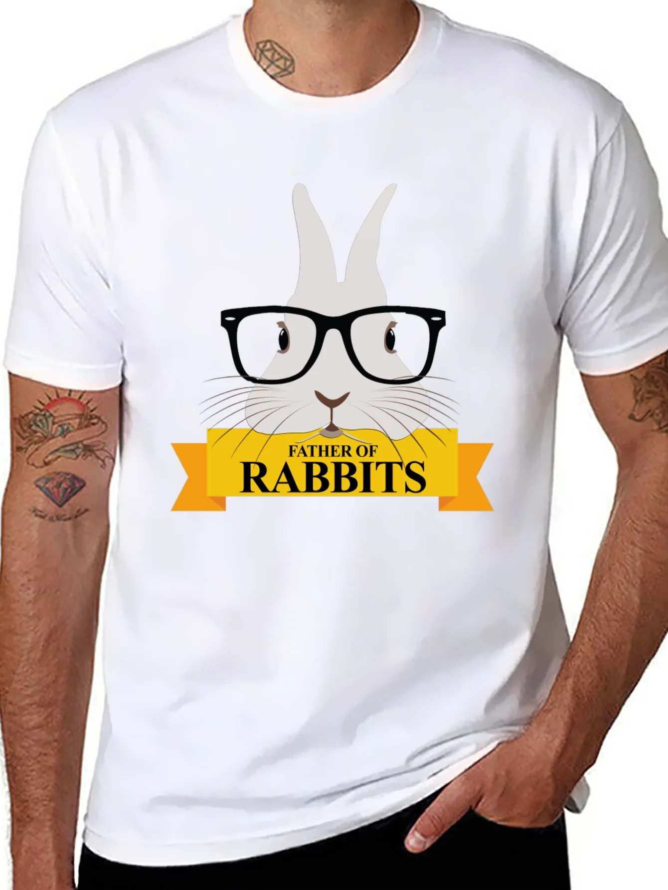 Father of Rabbits Graphic T-Shirt - Black