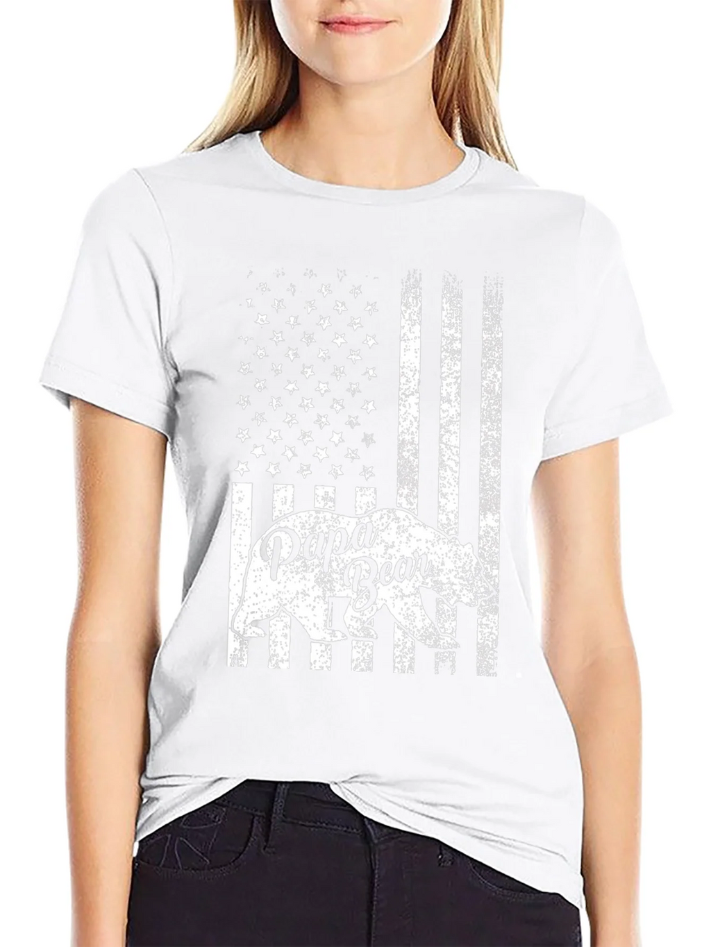 Papa Bear American Flag Graphic T-Shirt