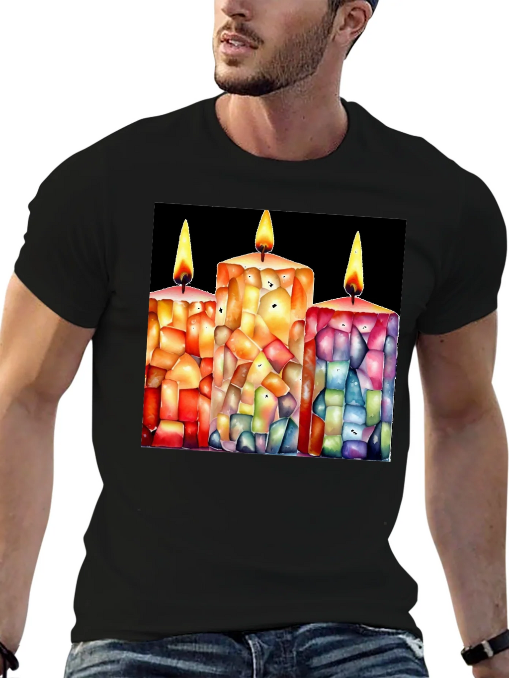Candle Art Black T-Shirt