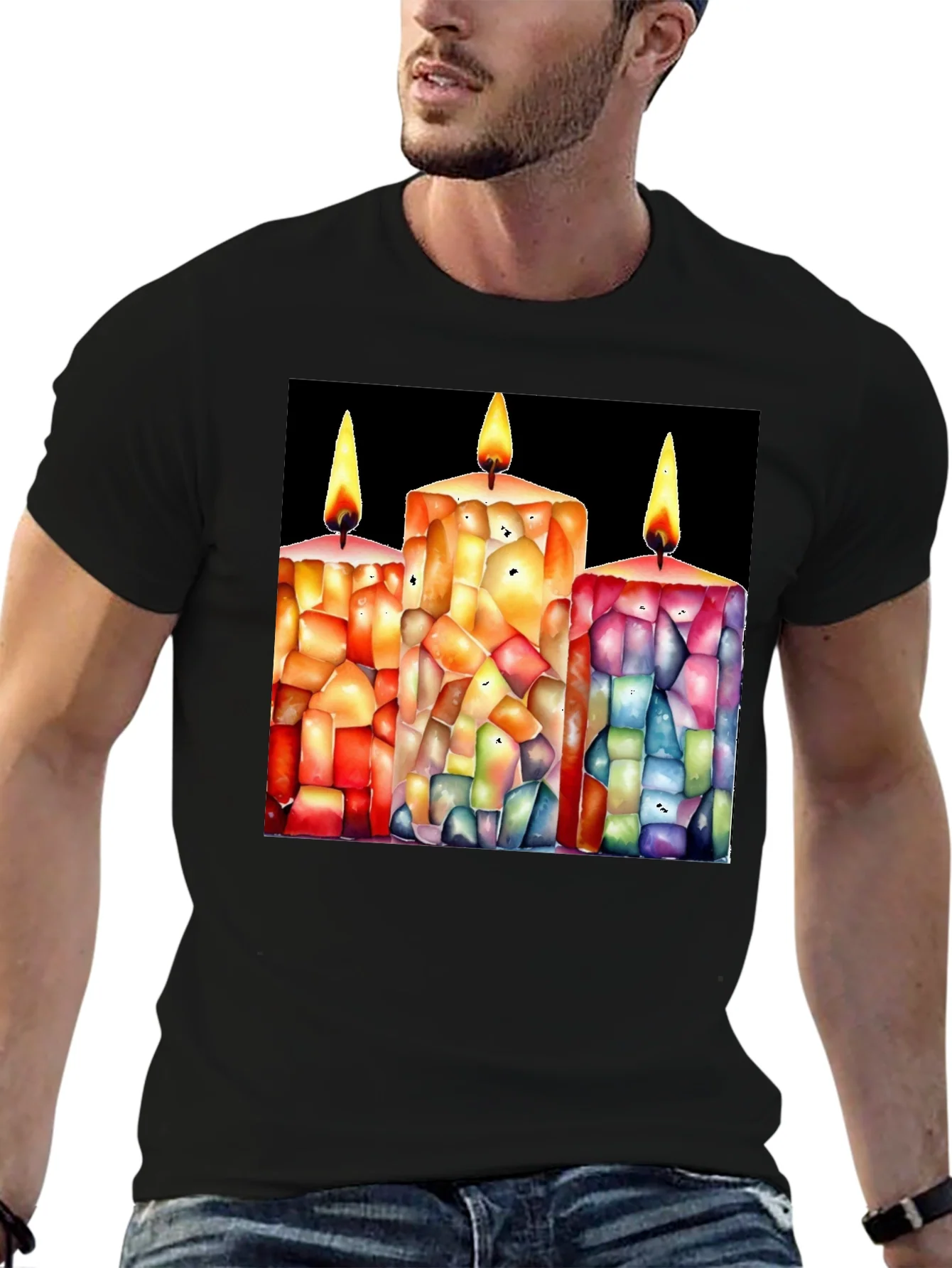 Candle Art Black T-Shirt