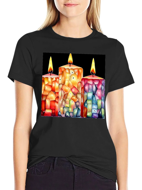 Candle Art Black T-Shirt