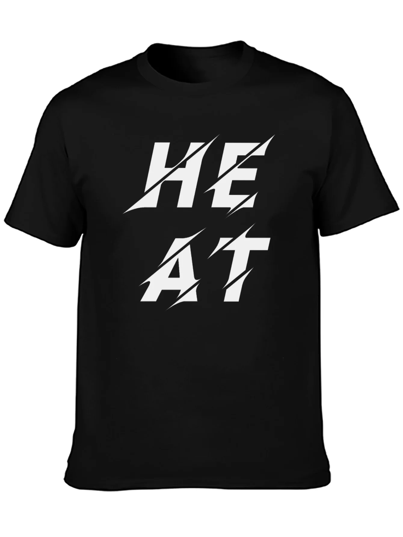 Heat Slashed Text Graphic Black T-Shirt