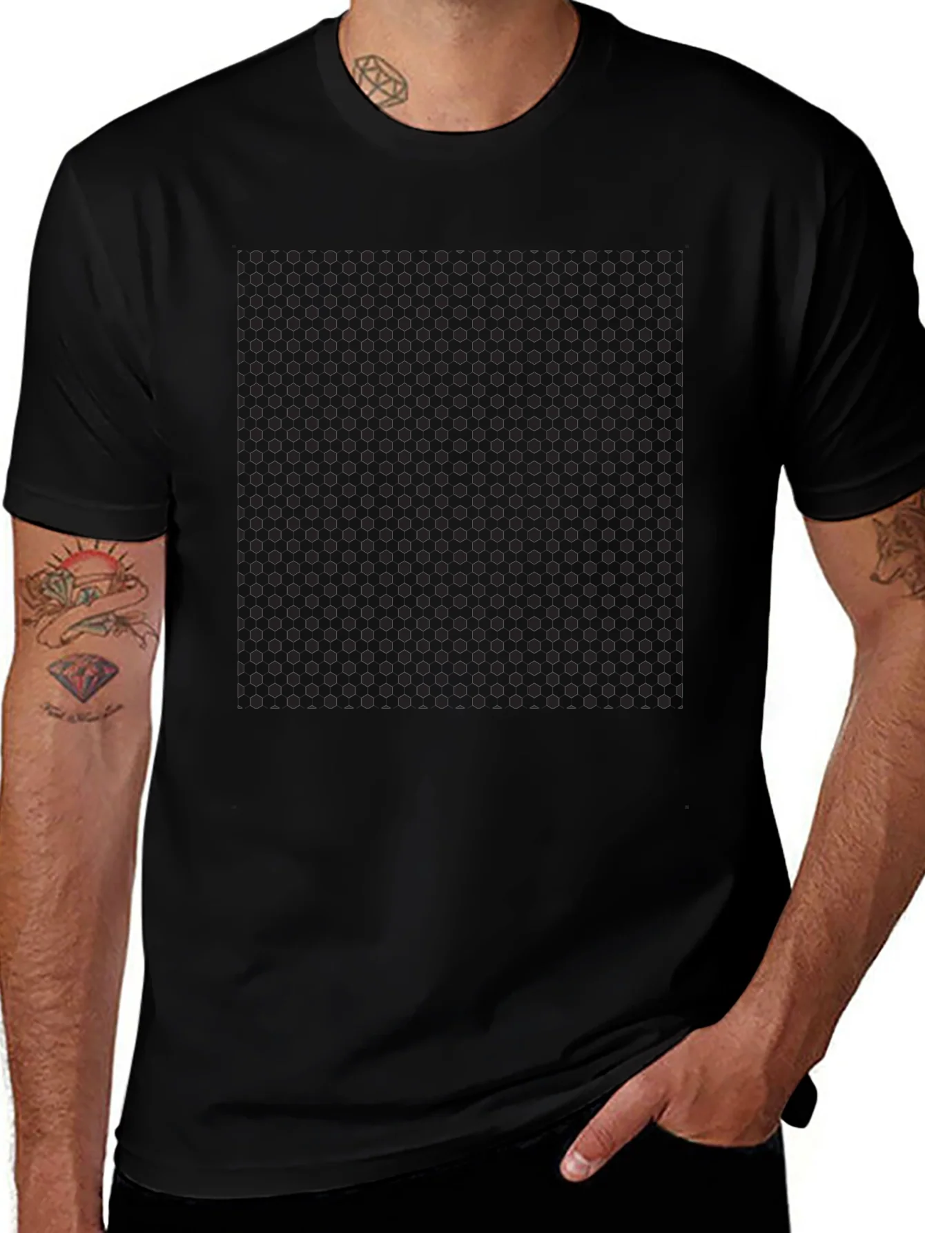 Mens Black Polka Dot Pattern T-Shirt