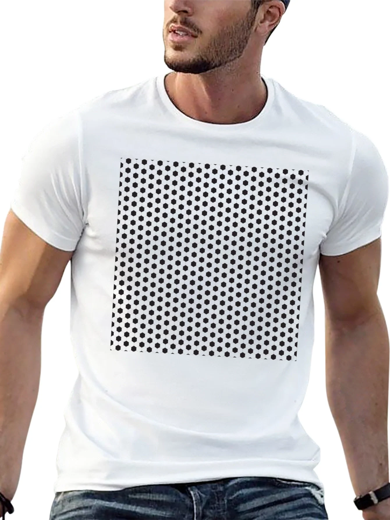 Mens Black Polka Dot Pattern T-Shirt
