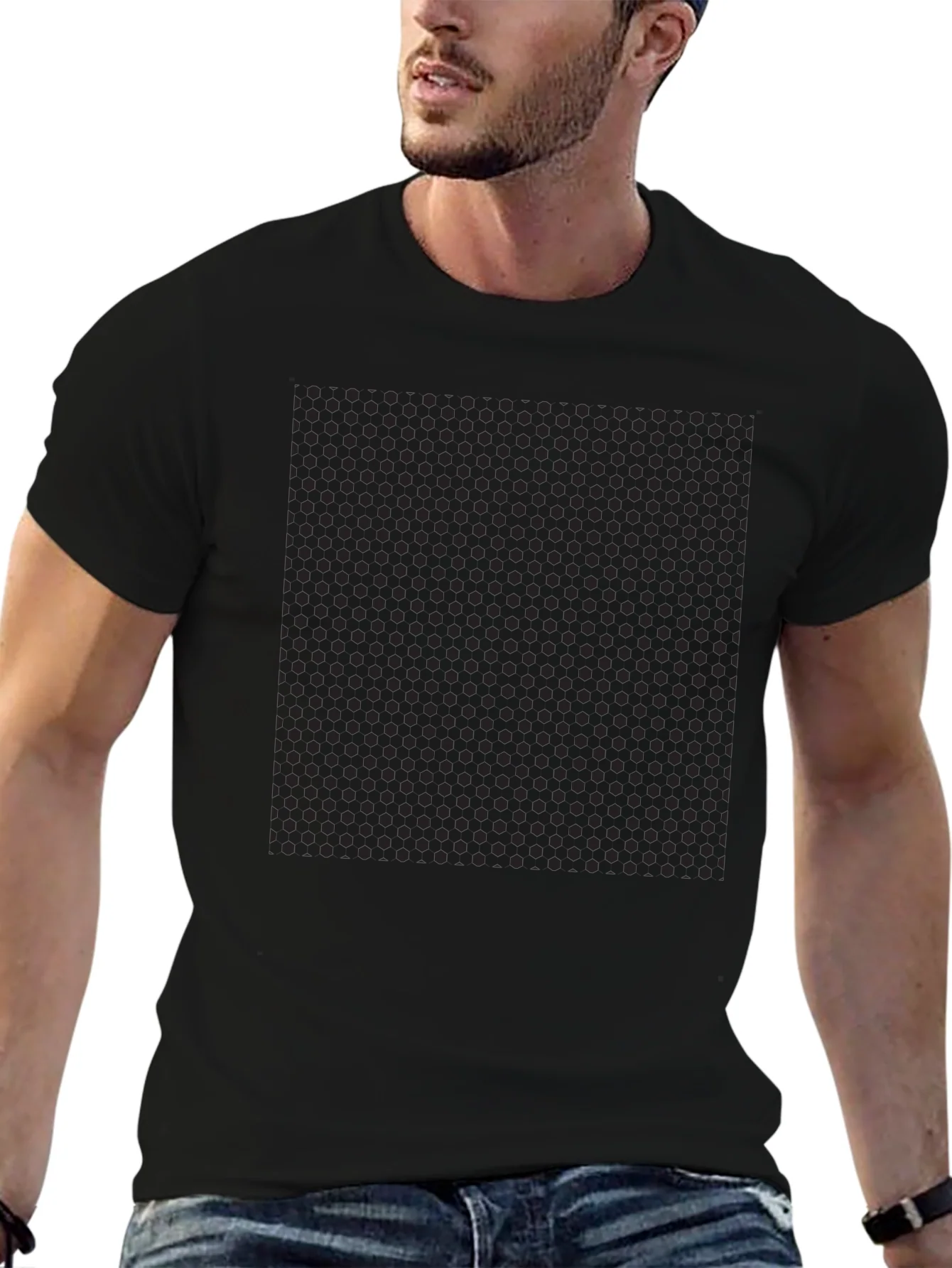 Mens Black Polka Dot Pattern T-Shirt