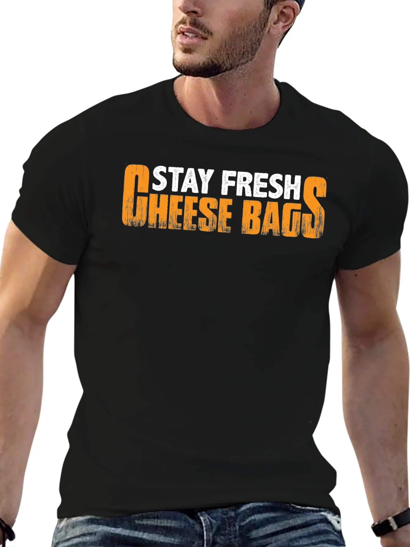 Stay Fresh Cheese Bags Black T-Shirt