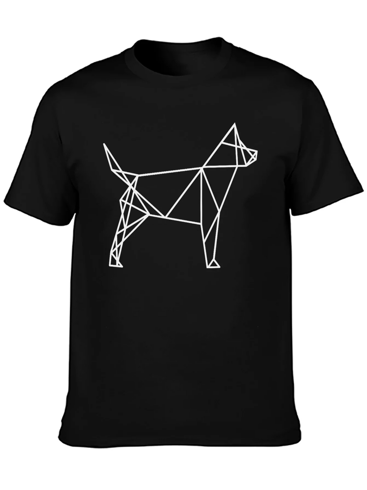Geometric Dog Graphic Black T-Shirt