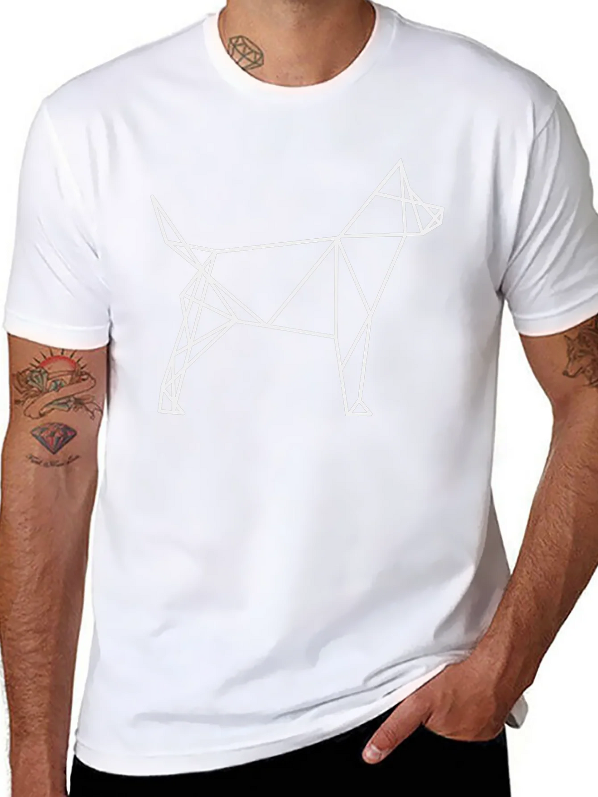 Geometric Dog Graphic Black T-Shirt