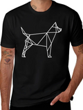 Geometric Dog Graphic Black T-Shirt