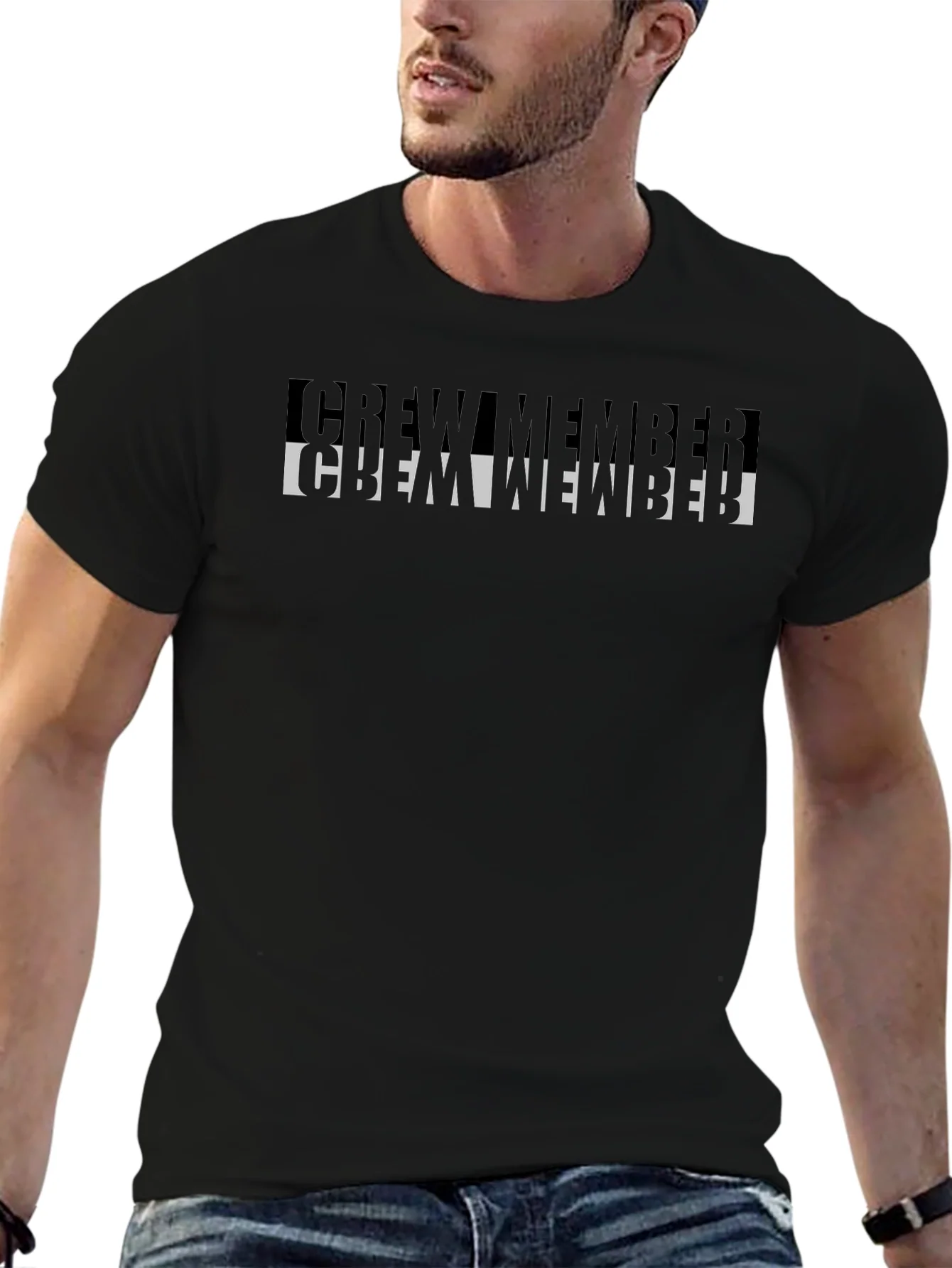 Crew Member Graphic Tee - Black Crew Neck T-Shirt