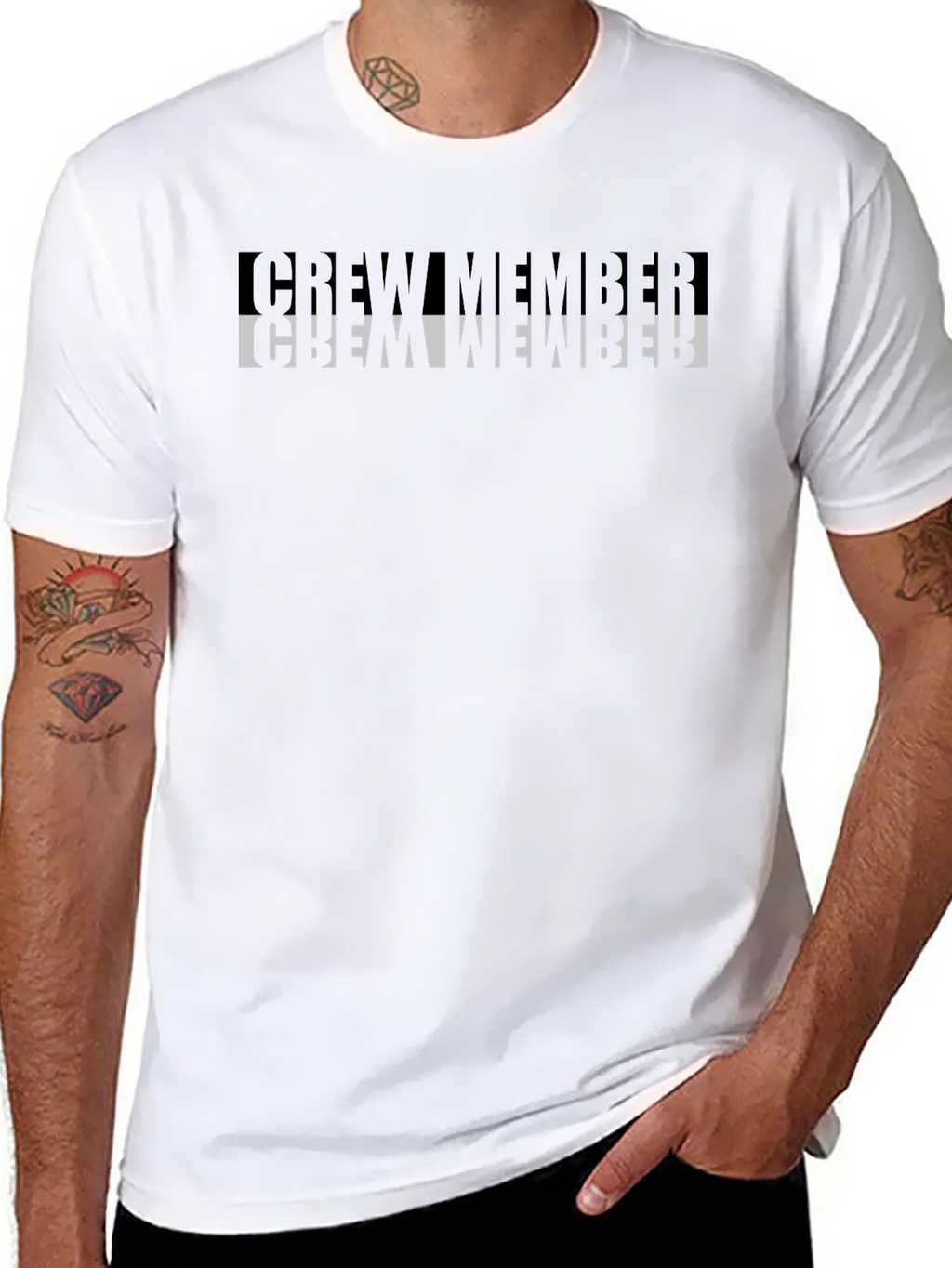 Crew Member Graphic Tee - Black Crew Neck T-Shirt