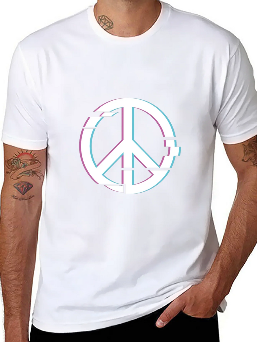 Peace Glitch Graphic Tee - Trendy Streetwear