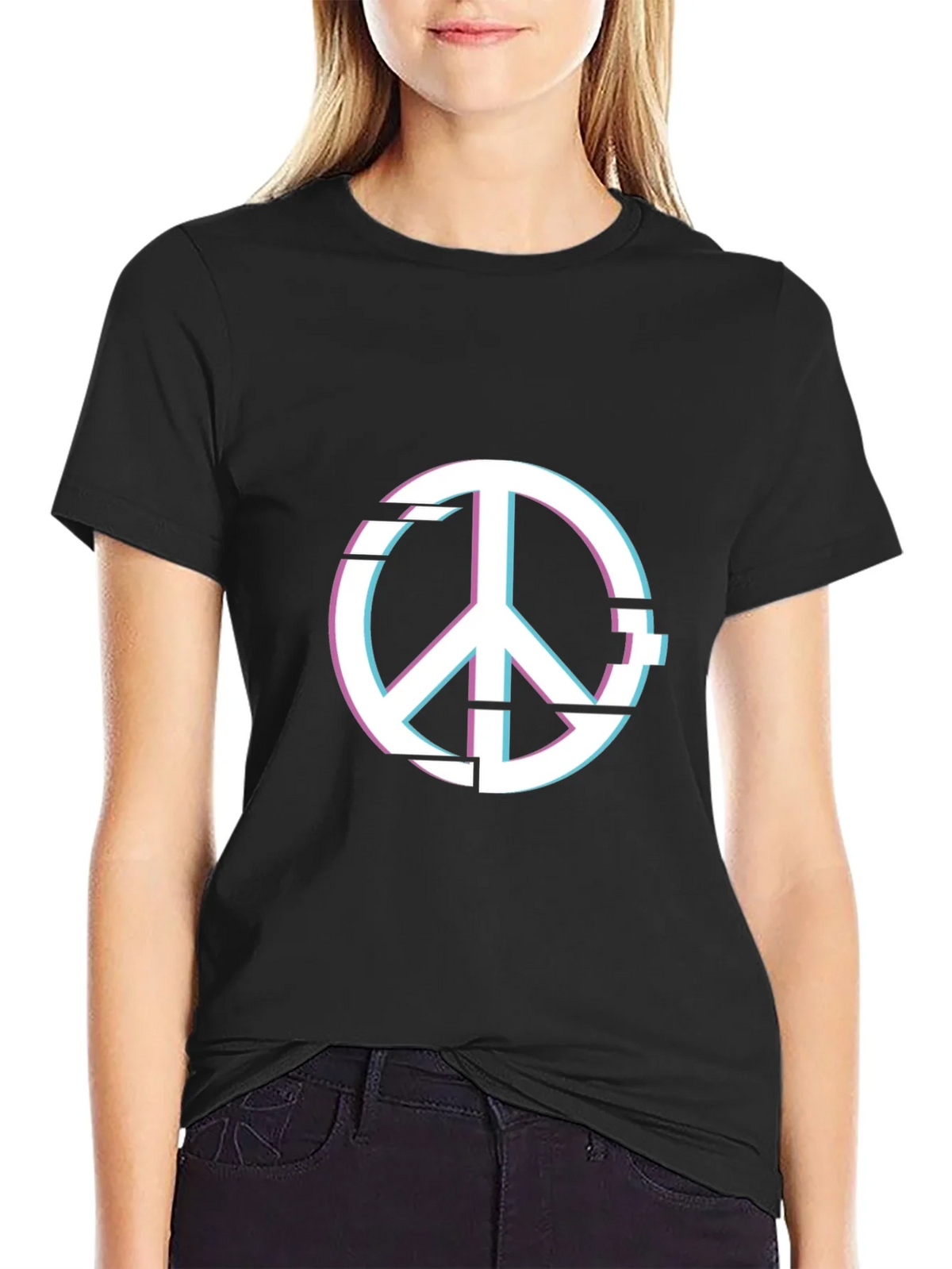 Peace Glitch Graphic Tee - Trendy Streetwear