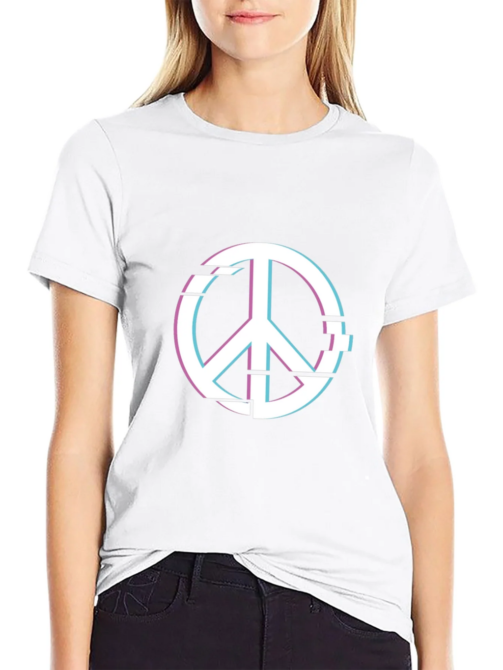 Peace Glitch Graphic Tee - Trendy Streetwear