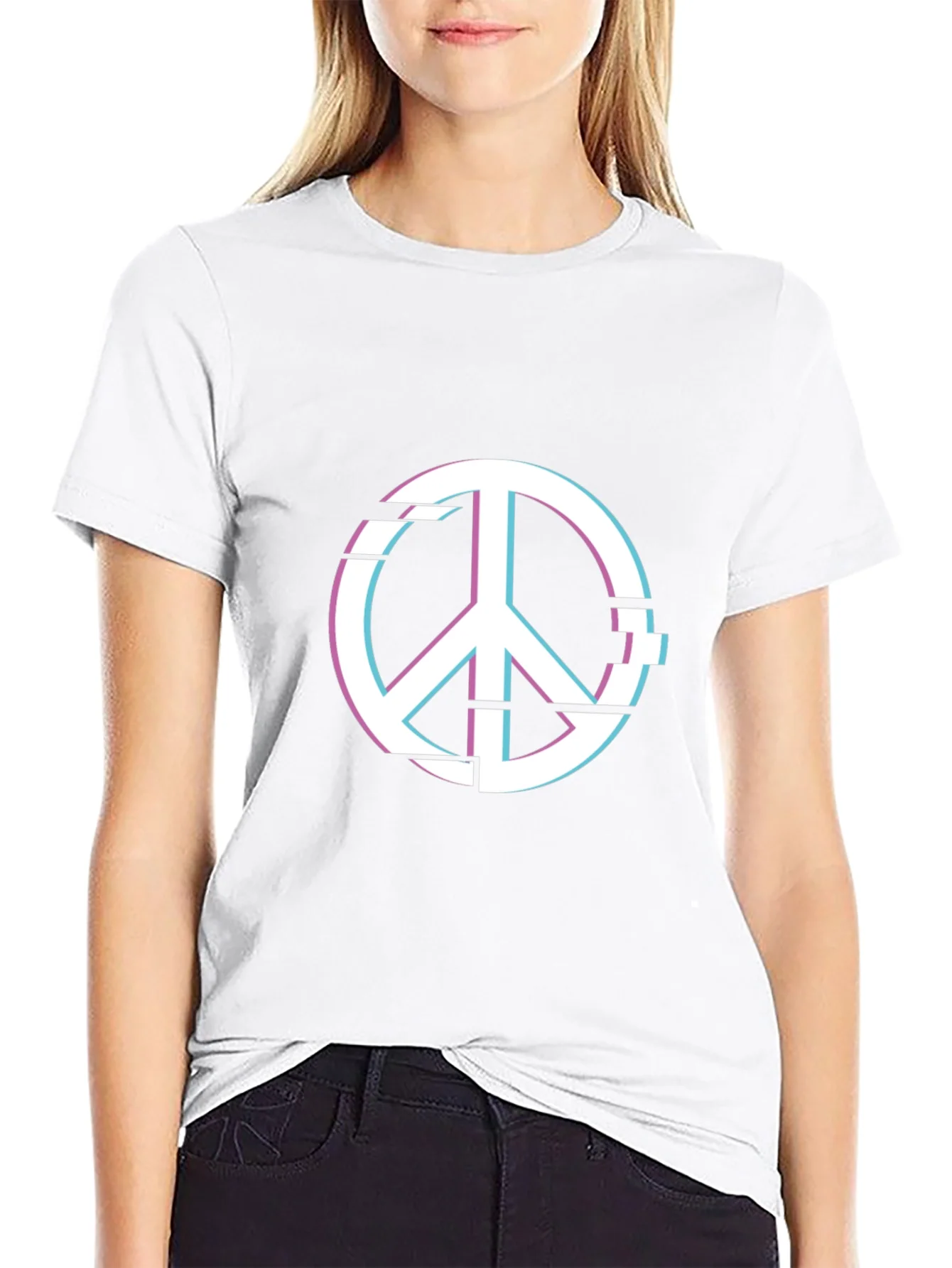 Peace Glitch Graphic Tee - Trendy Streetwear