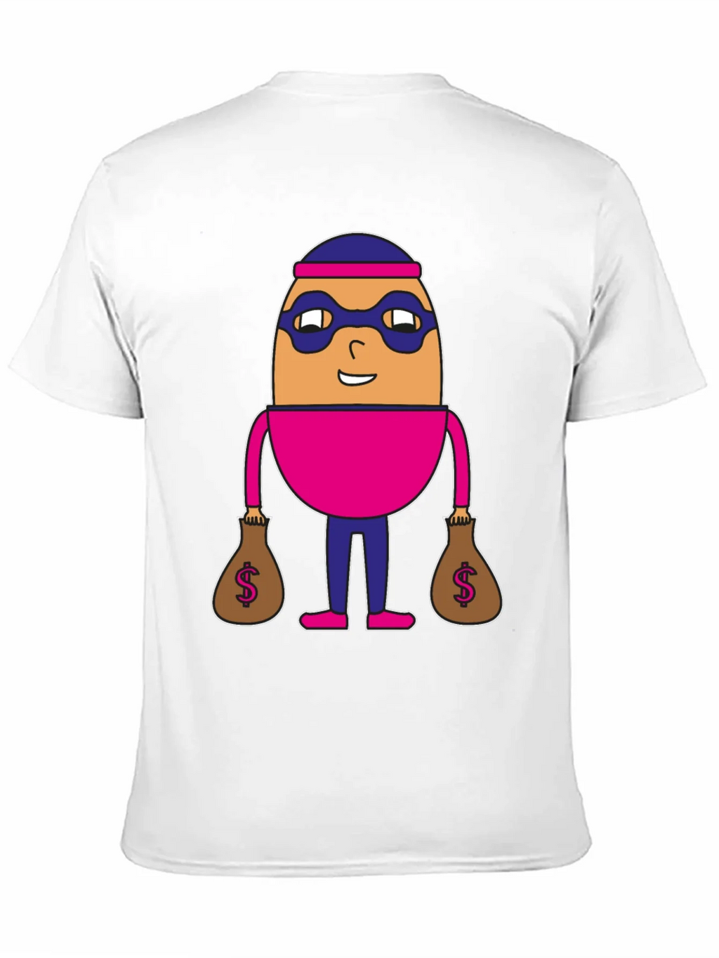 Funny Cartoon Burglar Black T-Shirt